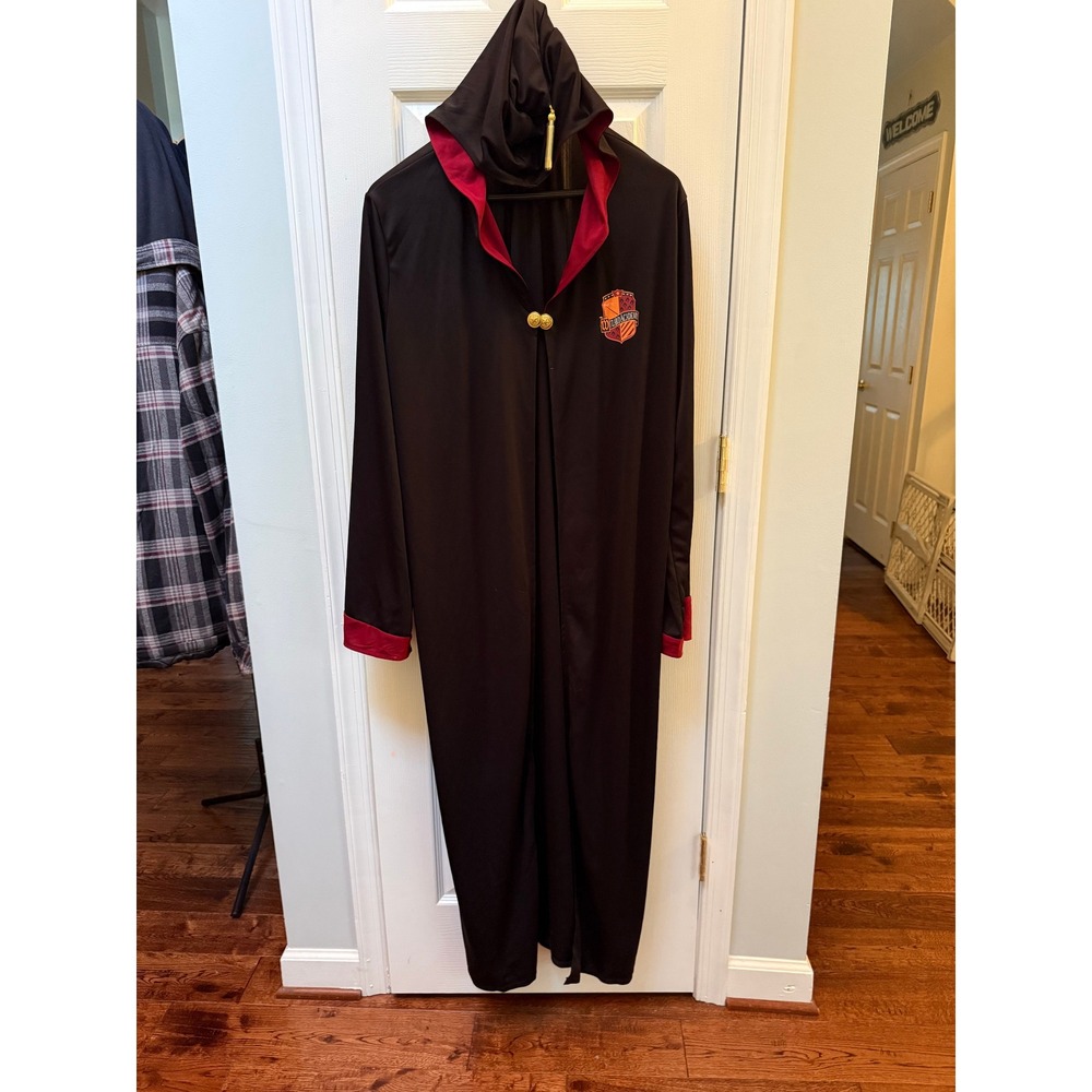 Wizard Academy Hooded Robe Black Red Kids Large Costume Dress Up Halloween L